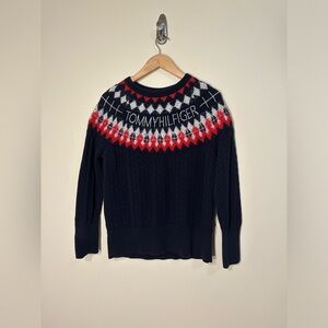 Vintage Tommy Hilfiger Women's Fair Isle Sweater Blue Size Medium/ Small
